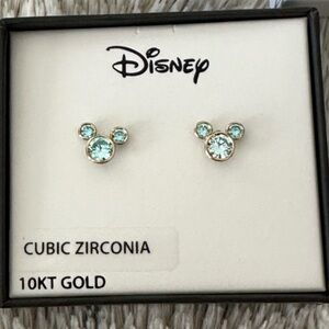 Disney 10K Gold Mickey Earrings with Blue Stones